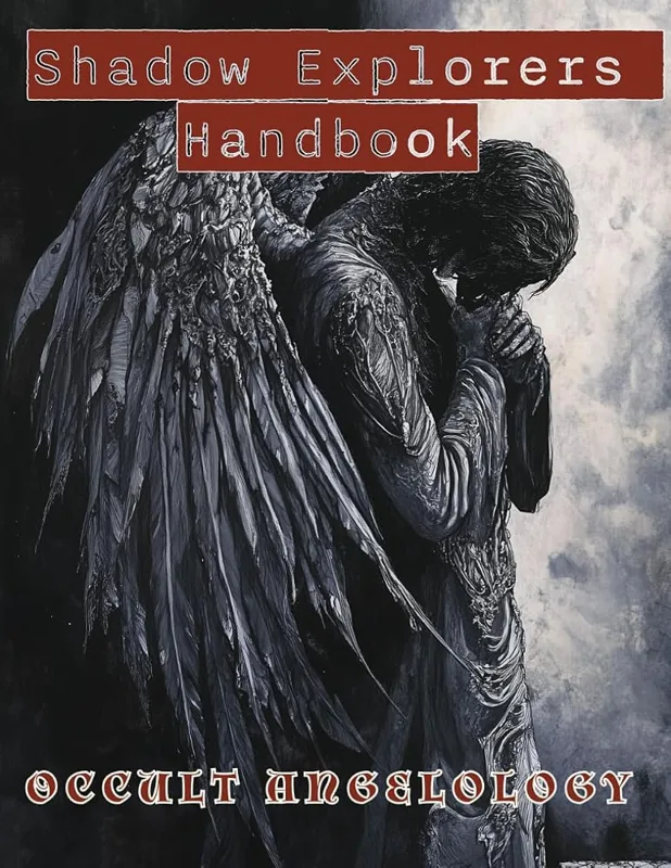 Cover of Shadow Explorers Handbook: Occult Angelology, a grey winged angel with head bowed